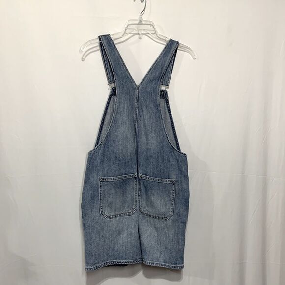 GAP shortall short jean overall adjustable straps pockets light distress size S - Picture 2 of 9